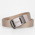 men's belt, outdoor sports belt, canvas belt, alloy automatic buckle, men's accessory, Australian belt, automatic belt men, casual belt, durable belt, travel belt - Dark Brown - Size 150cm-59in