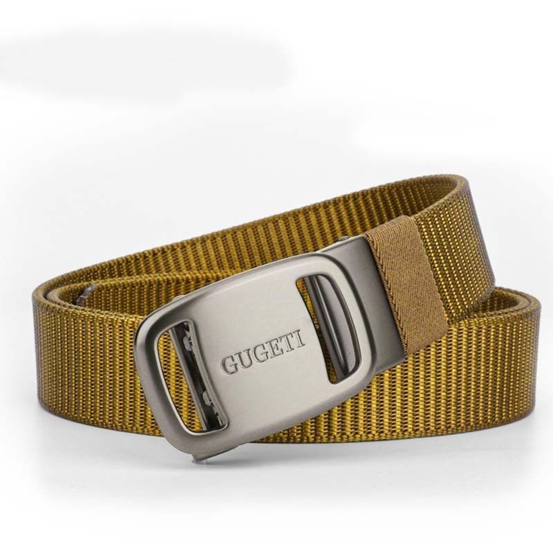 men's belt, outdoor sports belt, canvas belt, alloy automatic buckle, men's accessory, Australian belt, automatic belt men, casual belt, durable belt, travel belt - Gray - Size 150cm-59in