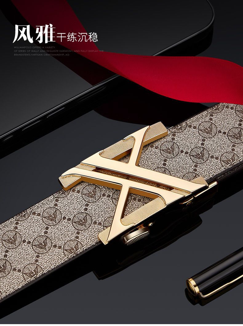 men's belt, genuine leather belt, alloy buckle belt, all-matching belt, premium men's accessories, Australian men's fashion, casual belt, formal belt, leather accessories - Golden Khaki - Size 120cm-47.2in