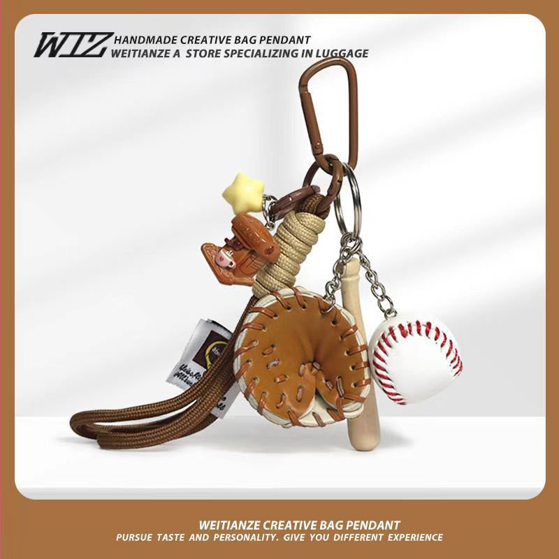 Miu-Style Baseball-Themed Couple Bag & Key Chain - baseball - Size 1