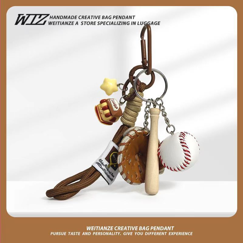 Miu-Style Baseball-Themed Couple Bag & Key Chain - baseball - Size 2