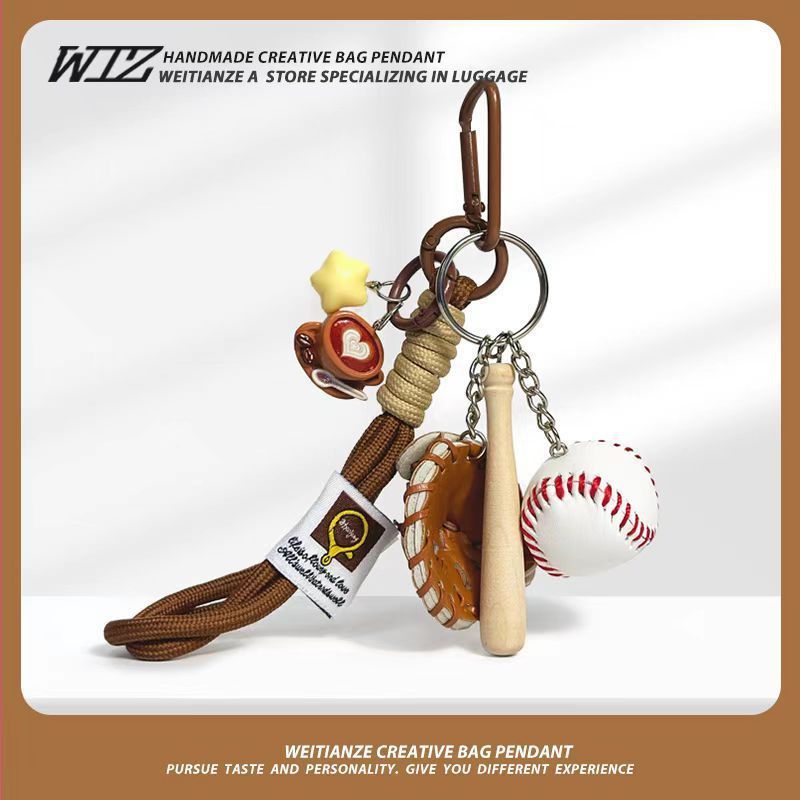 Miu-Style Baseball-Themed Couple Bag & Key Chain - baseball - Size 2