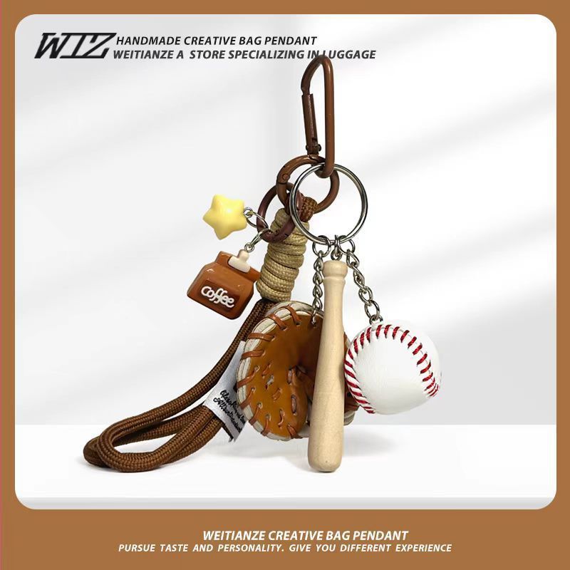 Miu-Style Baseball-Themed Couple Bag & Key Chain - baseball - Size 2