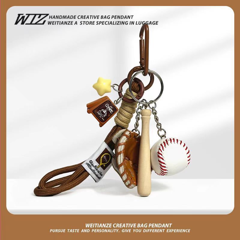Miu-Style Baseball-Themed Couple Bag & Key Chain - baseball - Size 5