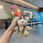 cute teddy bear keychain, plush teddy bear, teddy bear with goggles, teddy bear overalls, fashion keychain, bag charm, cute accessories - Blue - Size 1