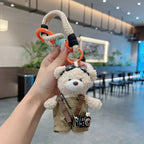 cute teddy bear keychain, plush teddy bear, teddy bear with goggles, teddy bear overalls, fashion keychain, bag charm, cute accessories - Blue - Size 1