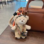 cute teddy bear keychain, plush teddy bear, teddy bear with goggles, teddy bear overalls, fashion keychain, bag charm, cute accessories - Blue - Size 1