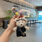 cute teddy bear keychain, plush teddy bear, teddy bear with goggles, teddy bear overalls, fashion keychain, bag charm, cute accessories - Purple - Size 1