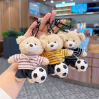 teddy bear keychain, soccer keychain, striped t-shirt keychain, car keychain, bag charm, plush keychain, sports accessory, gift for soccer fans, trendy keychain, cute keyring - Pink - Size 1