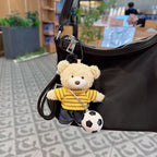 teddy bear keychain, soccer keychain, striped t-shirt keychain, car keychain, bag charm, plush keychain, sports accessory, gift for soccer fans, trendy keychain, cute keyring - Yellow - Size 1