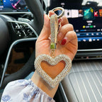 red heart keychain, hollowed-out clay keychain, full diamond keychain, car key accessory, women's fashion accessory, Australian fashion, gift for her, sparkly keychain, clay keyring - Red - Size White diamond leather cord