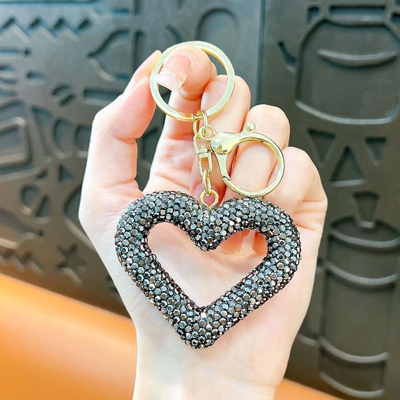 red heart keychain, hollowed-out clay keychain, full diamond keychain, car key accessory, women's fashion accessory, Australian fashion, gift for her, sparkly keychain, clay keyring - White - Size White diamond leather cord