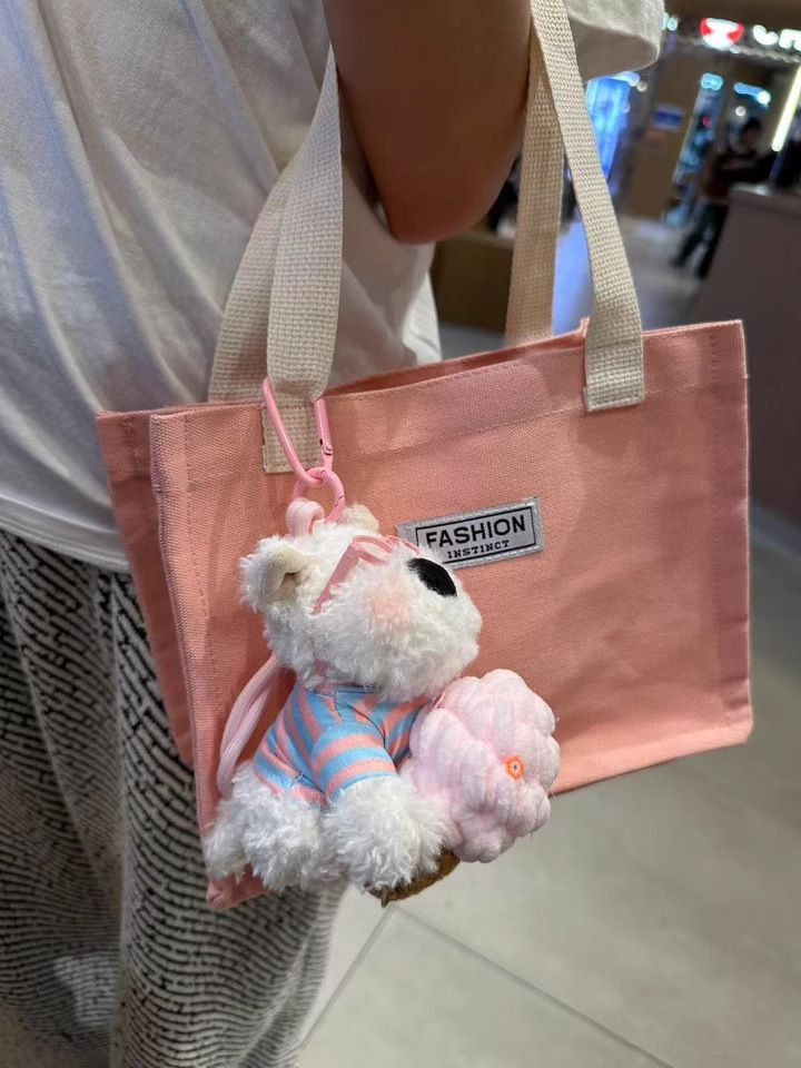 West Highland White Terrier keychain, ice-cream bag charm, plush puppy accessory, cute dog keychain, Australian gift, scribbled puppy plush - White-pink - Size 1