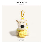 West Highland White Terrier keychain, ice-cream bag charm, plush puppy accessory, cute dog keychain, Australian gift, scribbled puppy plush - Yellow - Size 1