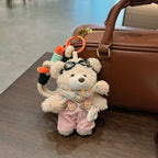 cute plush teddy bear keychain, scarf, overalls, Korean-style keychain, plush keychain, teddy bear accessory, small plushie, bag charm, gift for teen, Australian fashion accessoryv - Blue - Size 1