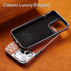 snake-pattern leather phone case, fingerprint-resistant phone case, high-end leather phone case, stylish phone case, durable phone case, Australia - Black - Size iPhone 16 pro