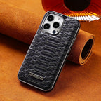 snake-pattern leather phone case, fingerprint-resistant phone case, high-end leather phone case, stylish phone case, durable phone case, Australia - Blue - Size iPhone17promax