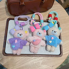 cute teddy bear keychain, knitted sweater keychain, plush keychain, bag charm, women's accessory, fashion accessory, Australian fashion, gift for her - Pink - Size 1