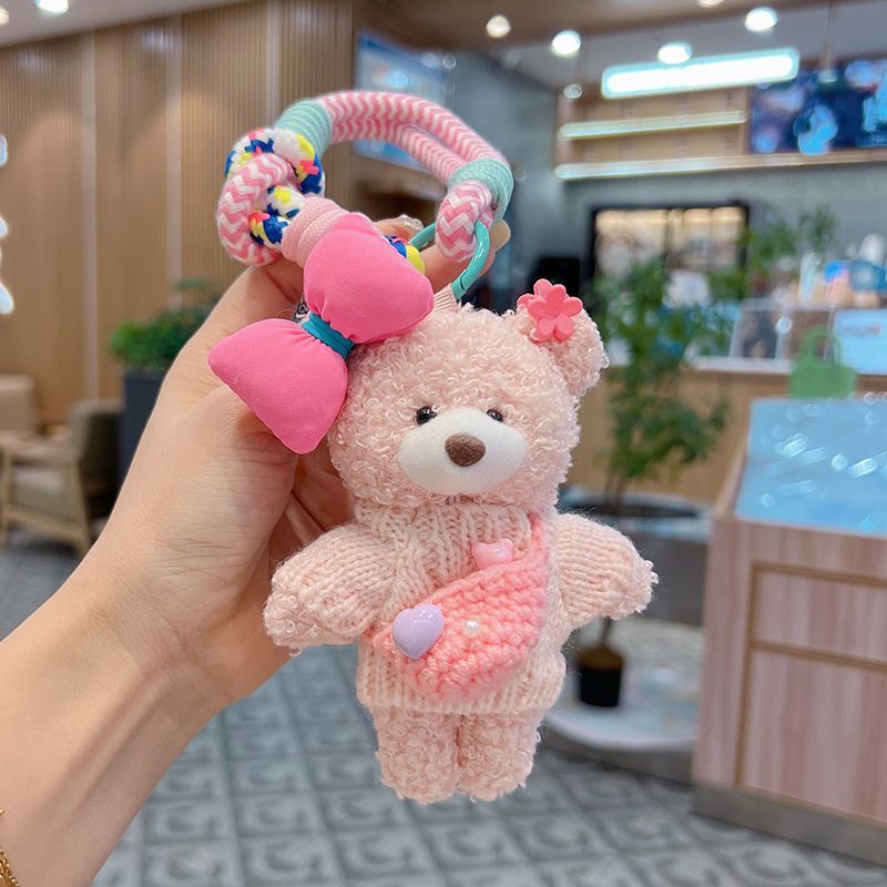 cute teddy bear keychain, knitted sweater keychain, plush keychain, bag charm, women's accessory, fashion accessory, Australian fashion, gift for her - Purple - Size 1