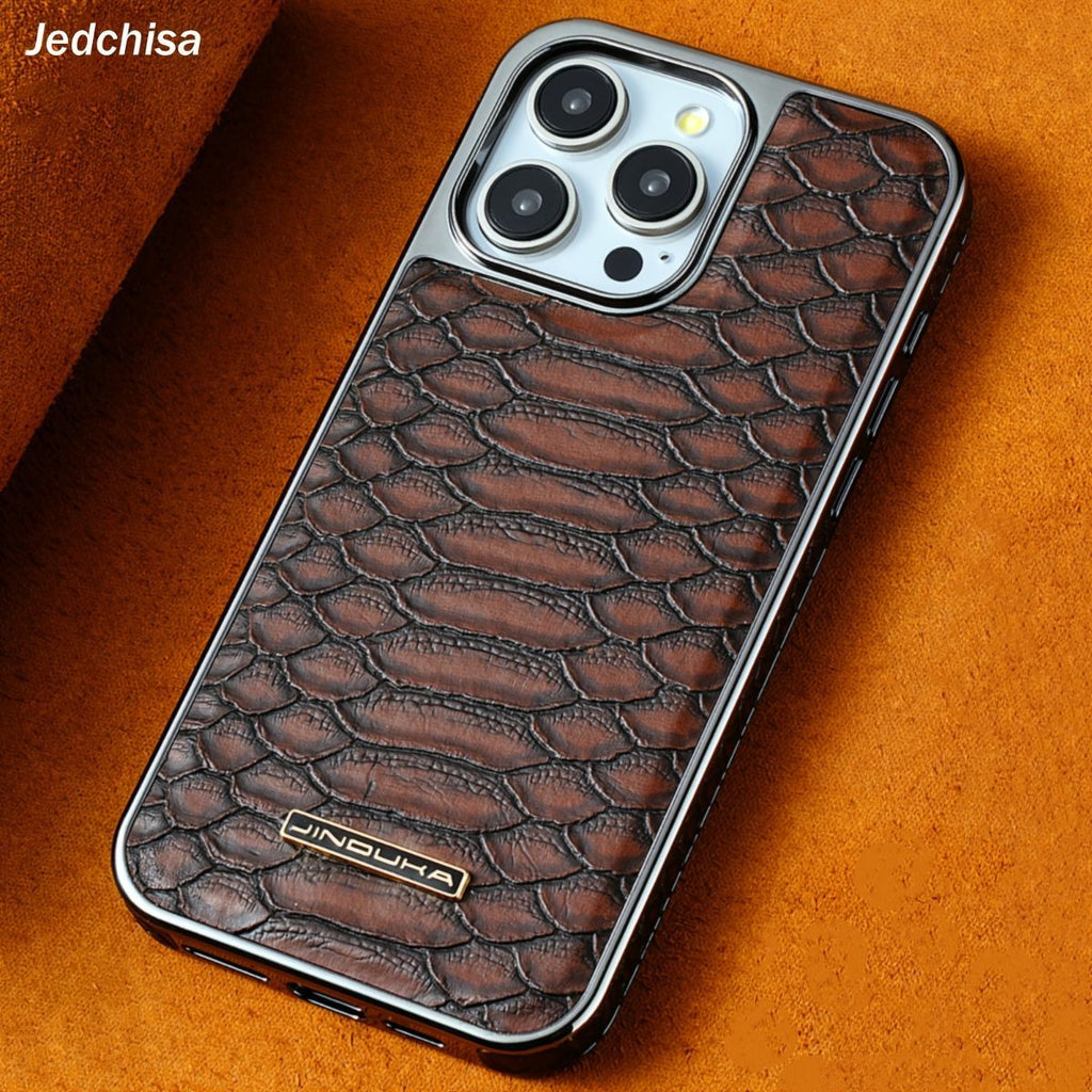 snake-pattern leather phone case, fingerprint-resistant phone case, high-end leather phone case, stylish phone case, durable phone case, Australia - Purple - Size iPhone 16 Pro Max