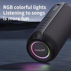 wireless bluetooth speaker, portable speaker, outdoor speaker, waterproof speaker, RGB light speaker, bass heavy speaker, camping speaker, beach speaker, Australia outdoor audio - Black - Size IPX7