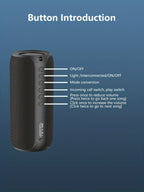 wireless bluetooth speaker, portable speaker, outdoor speaker, waterproof speaker, RGB light speaker, bass heavy speaker, camping speaker, beach speaker, Australia outdoor audio - Black - Size IPX7