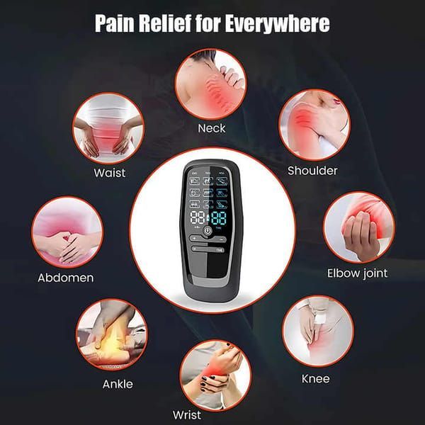 Electric Massager 8 Pads 9 Modes Type-C Charging Muscle Relaxer Pain Relief - Black - Size 01