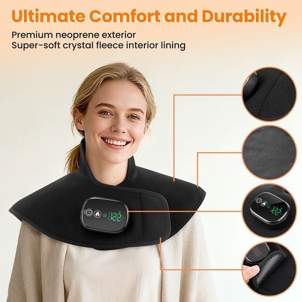 Wireless Heating Shawl Shoulder And Neck Heat Wrap Type-C Rechargeable Shawl - Black - Size 01