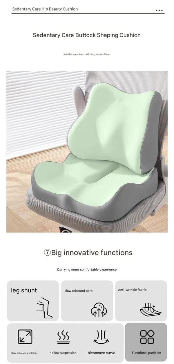 Ergonomic Seat Cushion Backrest Comfortable Seating Office Chair Cushion Lumbar - Gray - Size 01