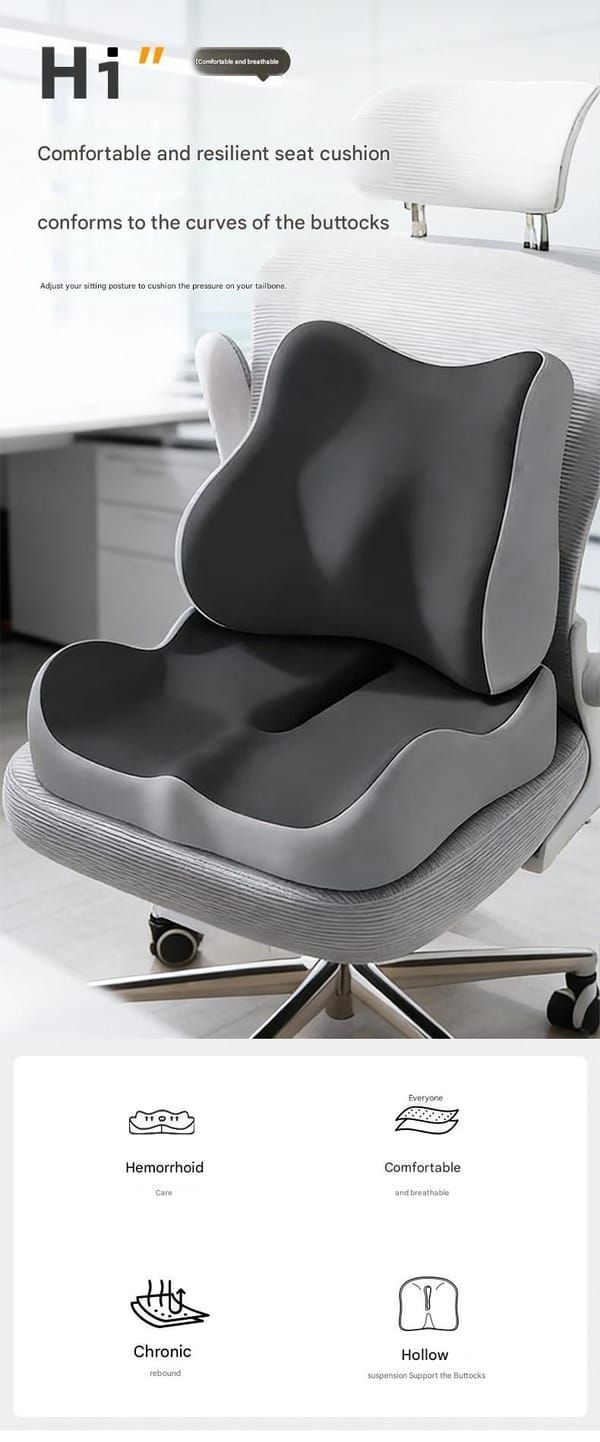 Ergonomic Seat Cushion Backrest Comfortable Seating Office Chair Cushion Lumbar - Pink - Size 01