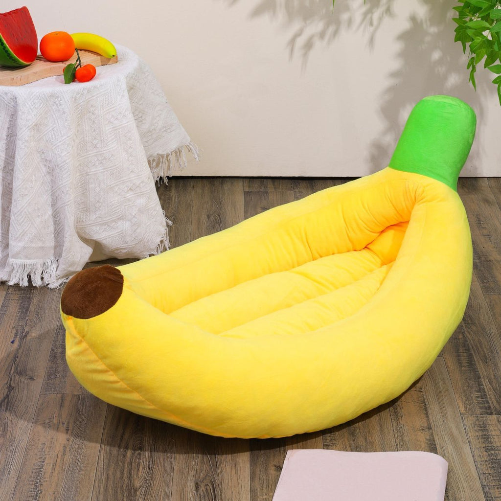 Banana-Shaped Pet Bed Removable Washable Pet Bed Small Medium Dog Bed Cat Bed - Pink - Size 58-35CM