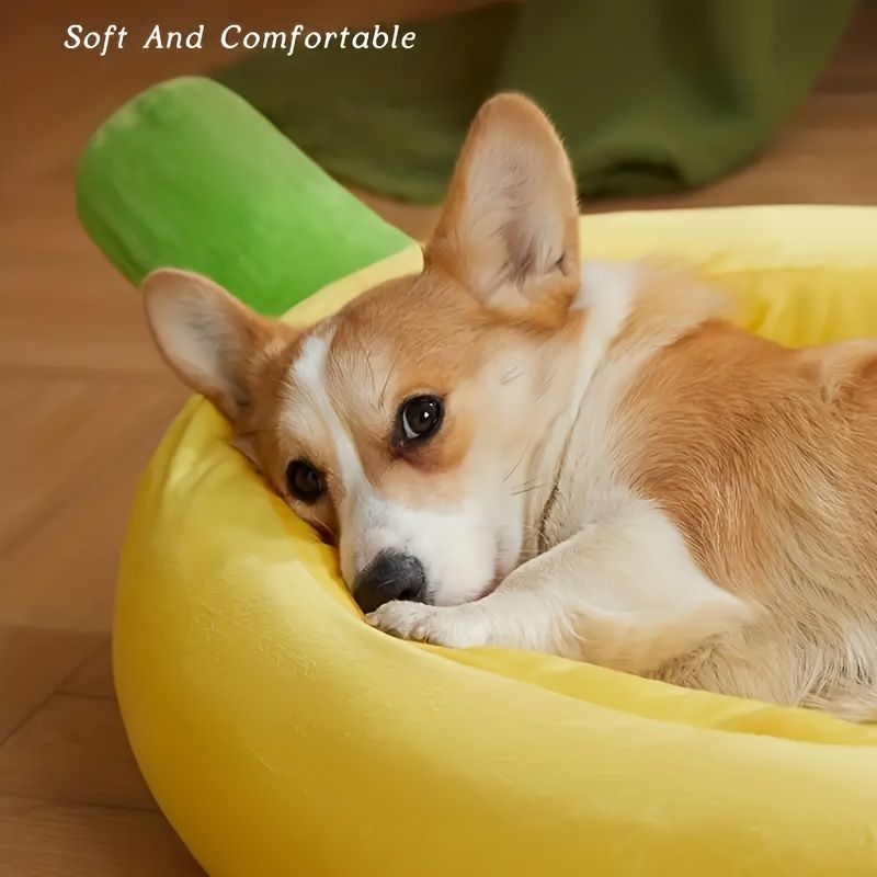 Banana-Shaped Pet Bed Removable Washable Pet Bed Small Medium Dog Bed Cat Bed - Pink - Size 58-35CM