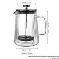 French Press Coffee Maker Double-Layer Glass Coffee Maker Ribbed Coffee Maker - Clear - Size 1000ML