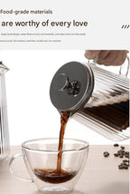 French Press Coffee Maker Double-Layer Glass Coffee Maker Ribbed Coffee Maker - Clear - Size 1000ML