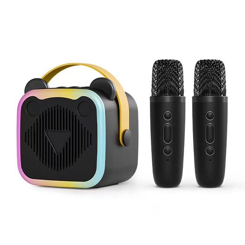 Mini Cat Ear Karaoke Machine Wireless Microphones USB Rechargeable RGB Party - Barbie pink - Size 01