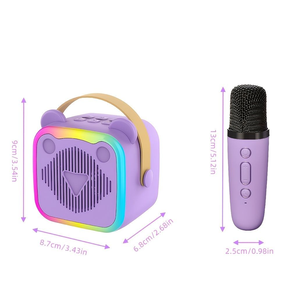 Mini Cat Ear Karaoke Machine Wireless Microphones USB Rechargeable RGB Party - Barbie pink - Size 01