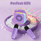Mini Cat Ear Karaoke Machine Wireless Microphones USB Rechargeable RGB Party - Black - Size 01
