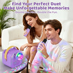 Mini Cat Ear Karaoke Machine Wireless Microphones USB Rechargeable RGB Party - Pink - Size 01