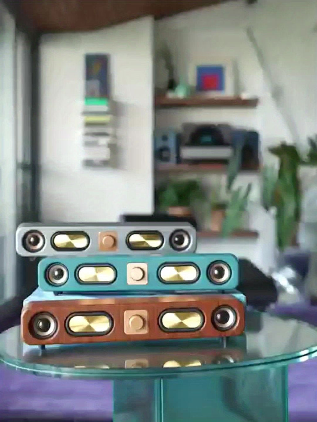Wireless Speaker Portable Speaker Bluetooth Speaker Stereo Sound Subwoofer - Wood grain color - Size 01