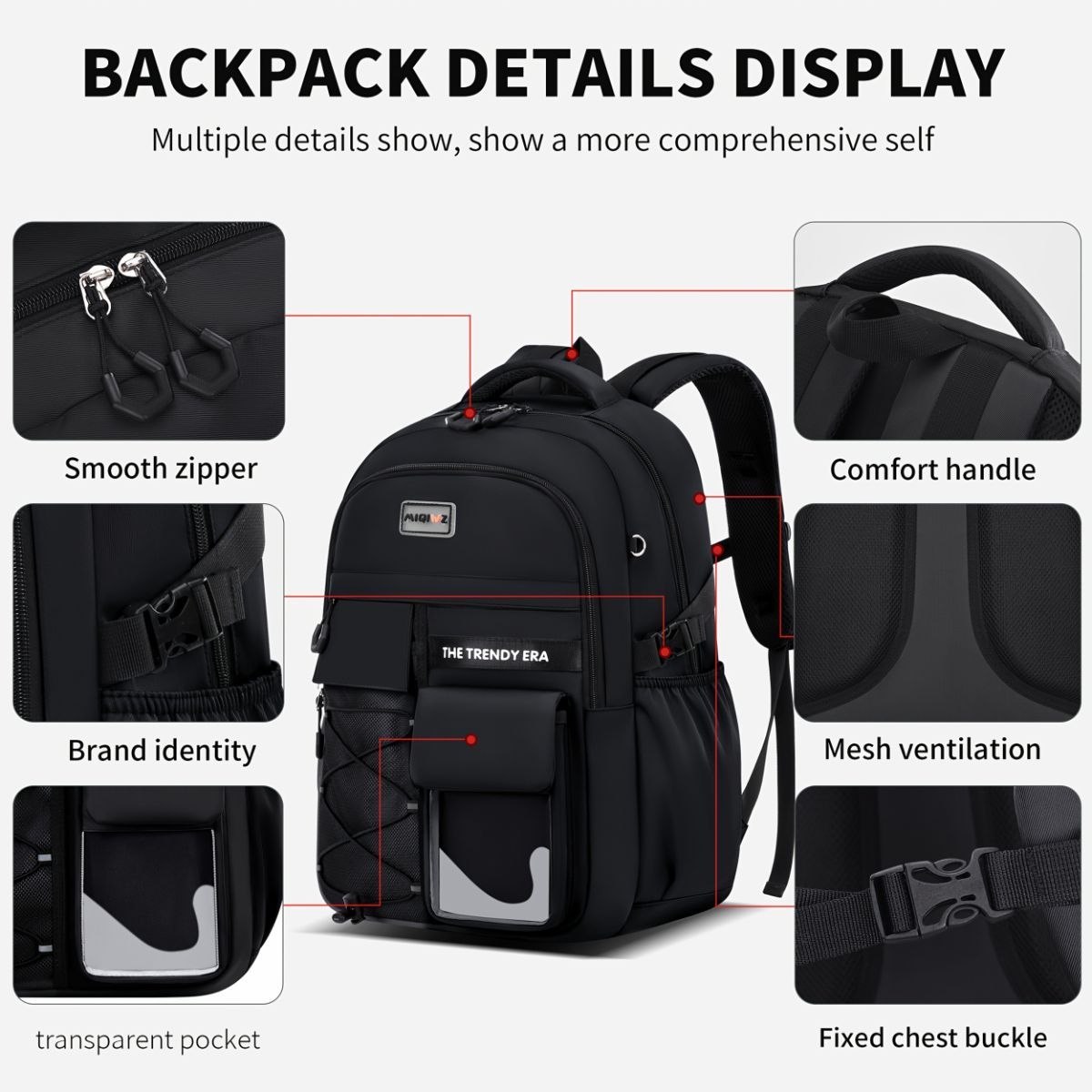 Teenager Backpack Safe Materials Backpack Multiple Compartments Backpack Ample - Blue - Size 47-34CM