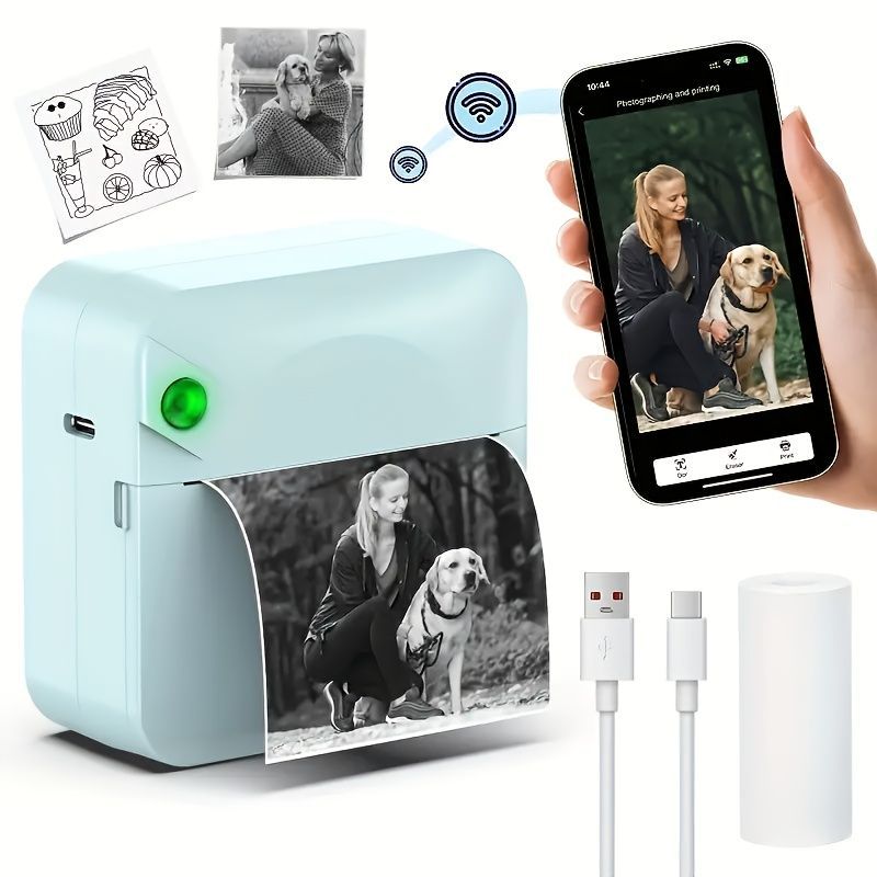 Portable Photo Printer Wireless Photo Printer Black And White Photo Printer - Black - Size 01
