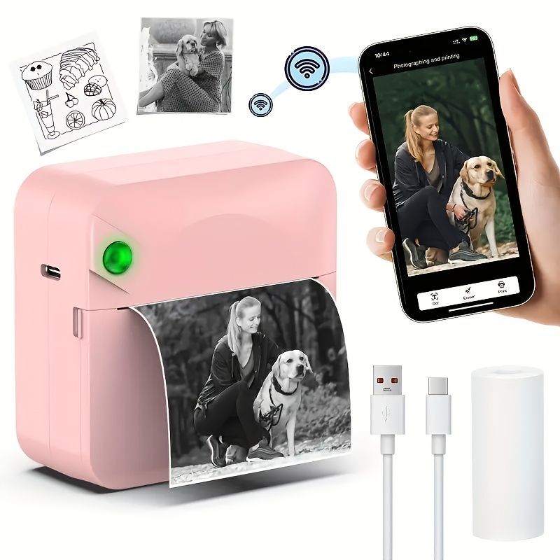 Portable Photo Printer Wireless Photo Printer Black And White Photo Printer - Blue - Size 01