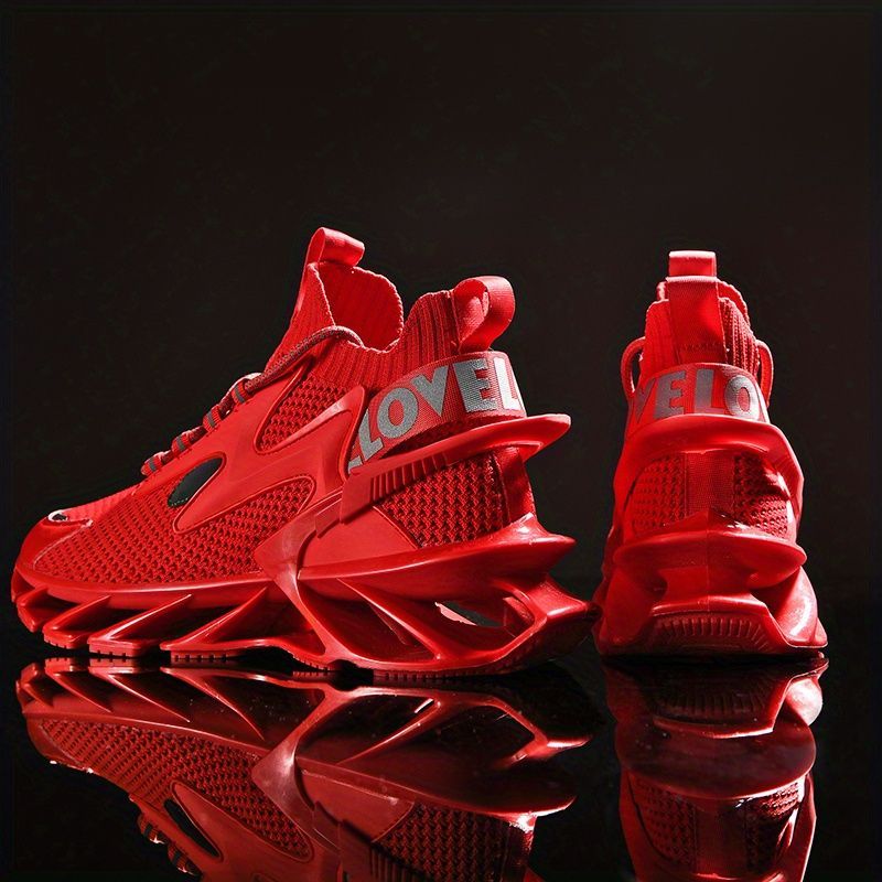 Men'S Casual Shoes Blade Style Shoes Breathable Sports Shoes Shock Absorbing - Red - Size 41