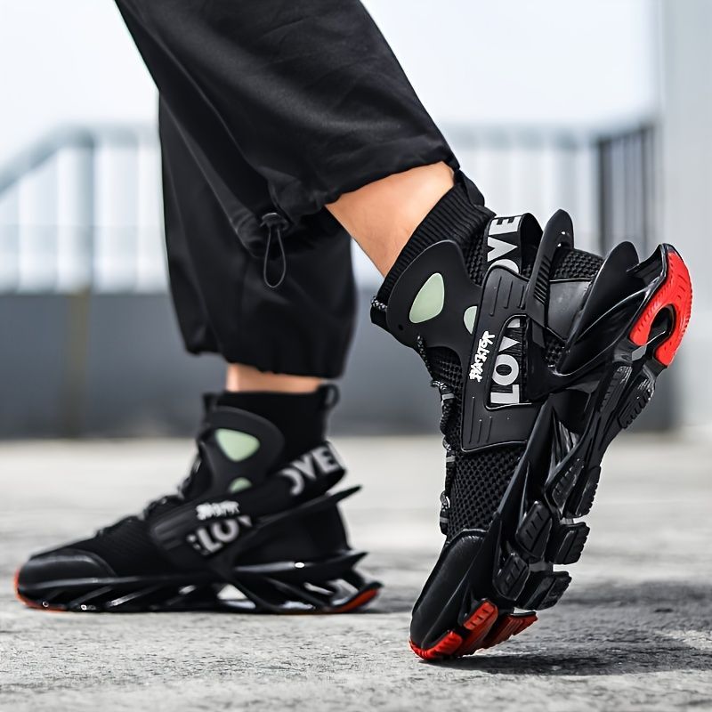 Men'S Casual Shoes Blade Style Shoes Breathable Sports Shoes Shock Absorbing - Red - Size 45