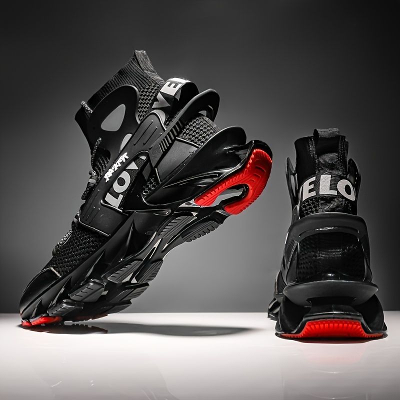 Men'S Casual Shoes Blade Style Shoes Breathable Sports Shoes Shock Absorbing - Red - Size 46