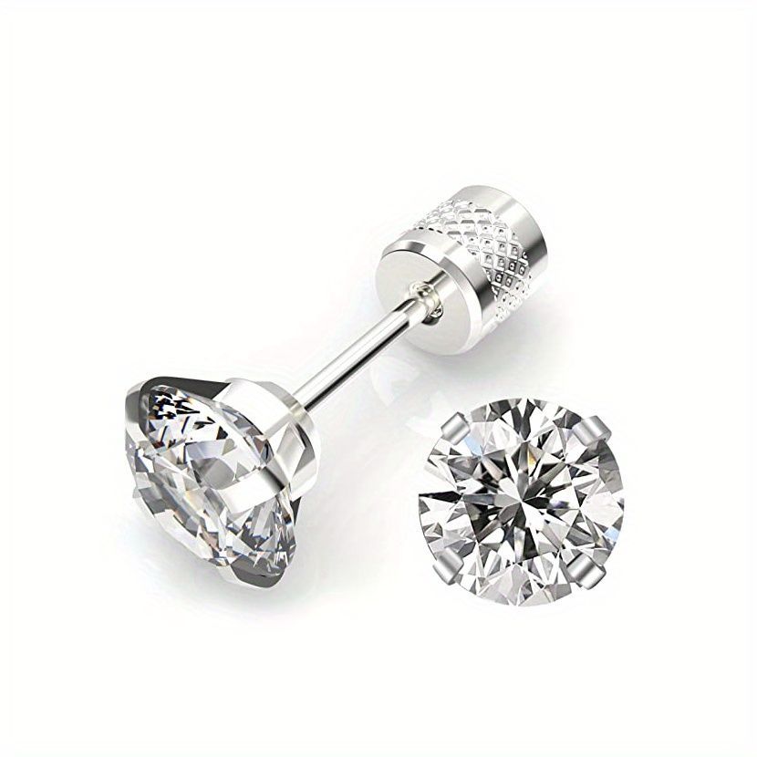 White Synthetic Diamond Earrings Embossed Floral Pattern Stud Earrings - Multi-color - Size 01