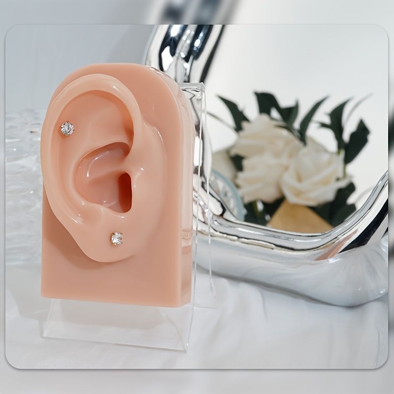 White Synthetic Diamond Earrings Embossed Floral Pattern Stud Earrings - Multi-color - Size 01