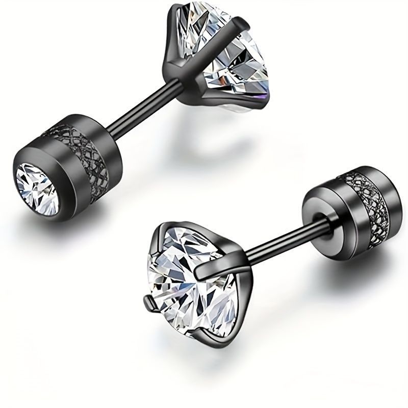 White Synthetic Diamond Earrings Embossed Floral Pattern Stud Earrings - Rainbow - Size 01