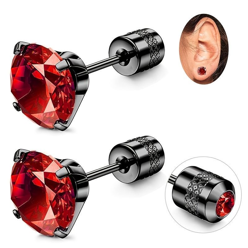 White Synthetic Diamond Earrings Embossed Floral Pattern Stud Earrings - Rose gold - Size 01