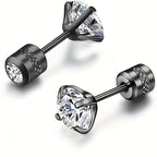 White Synthetic Diamond Earrings Embossed Floral Pattern Stud Earrings - Silver - Size 01